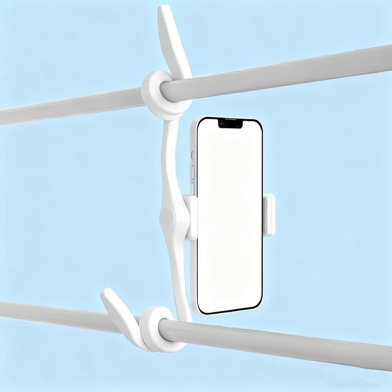 White Treadmill Phone Holder Adjustable Grip Bendable Stand Durable Material - Image 3